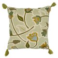 Saro Lifestyle SARO 7102.G20SC 20 in. Square Throw Pillow Cover with Green Embroidered Large Floral Design 7102.G20SC